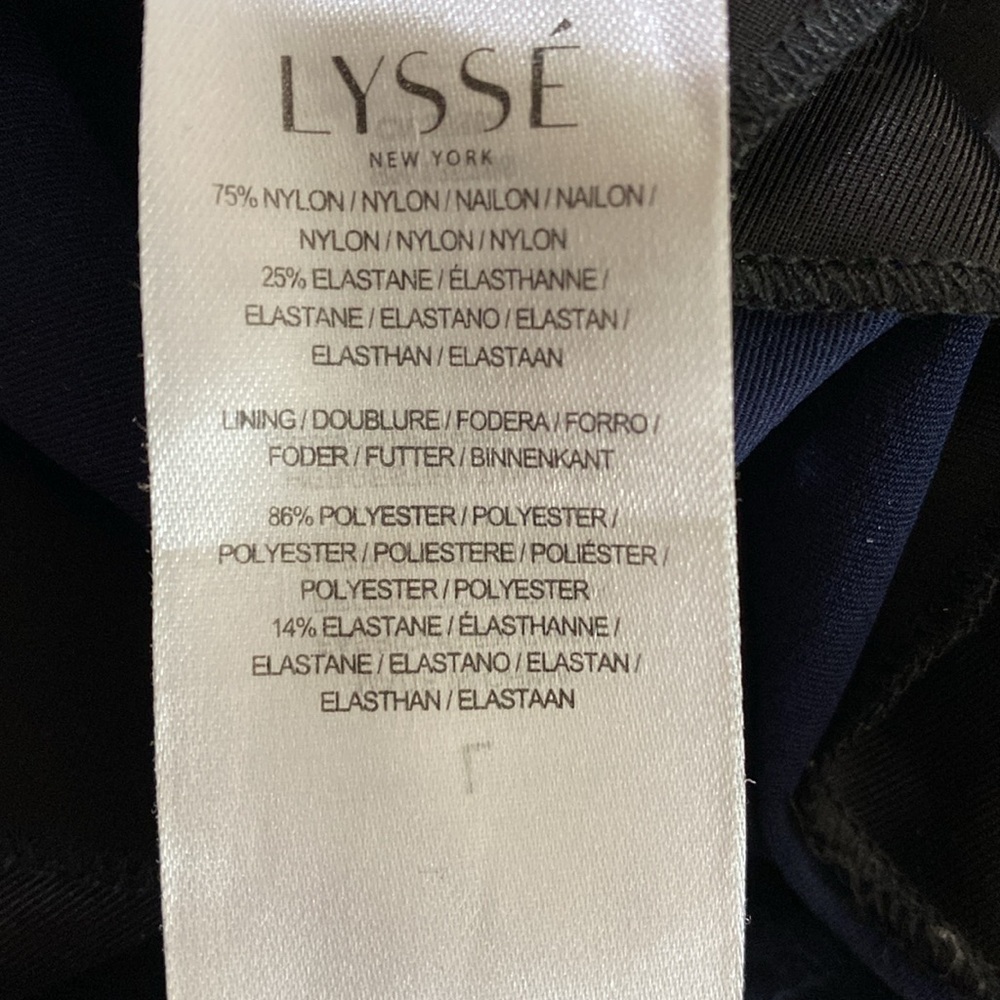 Lysse' Patterned/Foiled Faux Leather Leggings Navy Blue‎ Size L - Picture 9 of 9